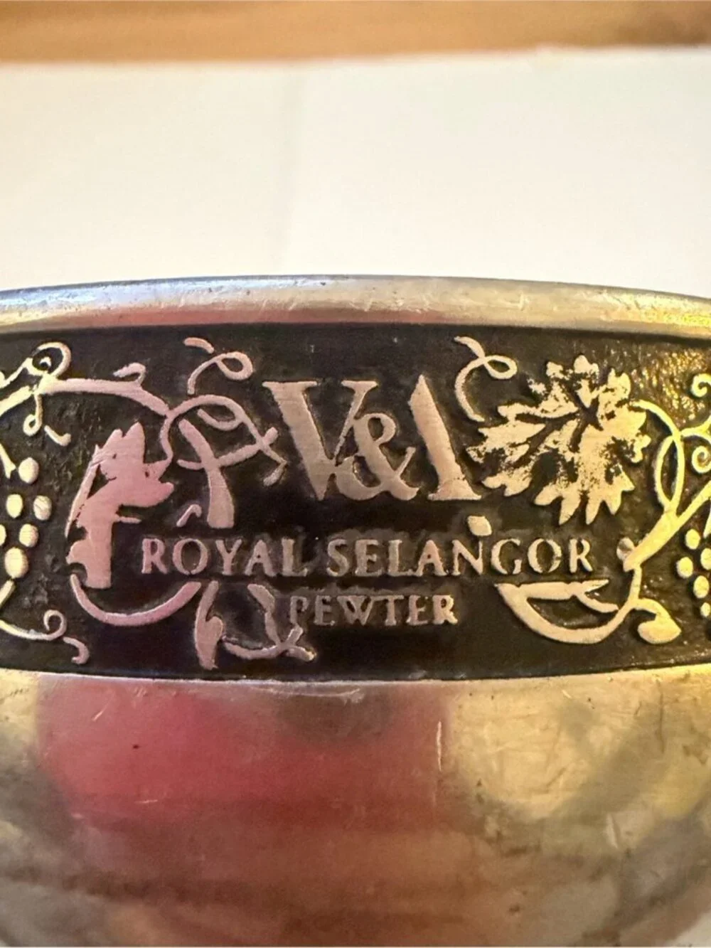 Vintage Royal Selangor Pewter Wine Funnel Grapevine Pattern Barware